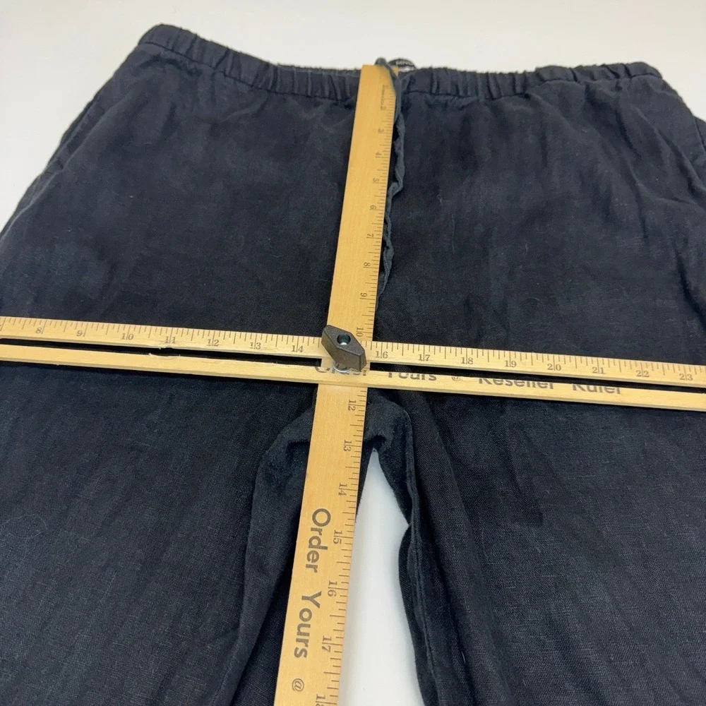 MNG Mango Pants Womens XXL Black Linen‎ Straight Leg Coastal Grandma Boho
